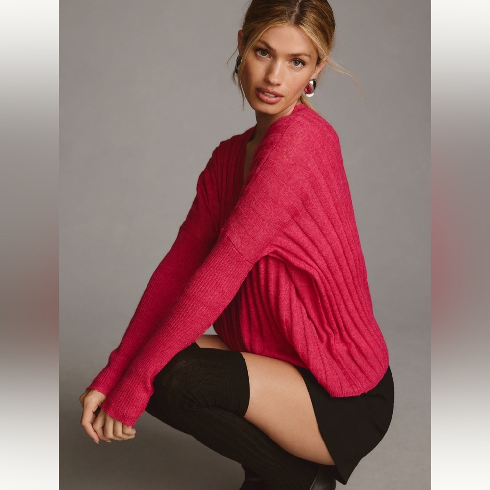 Anthropologie pink knit sweater